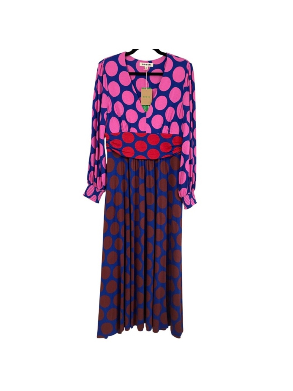 Boden Pink and Purple Polka Dot Maxi Dress - Picture 5 of 9
